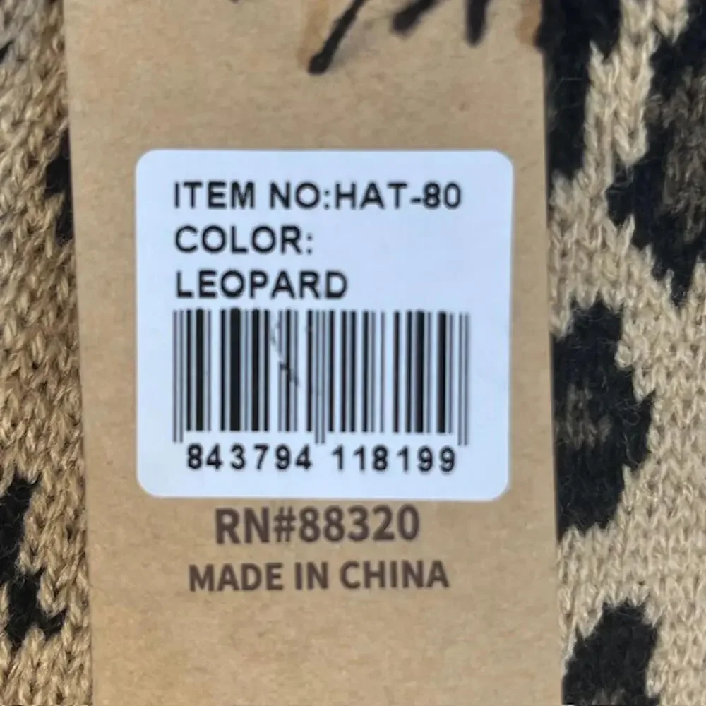 C.C Leopard Print‎ Beanie with Pom Pom